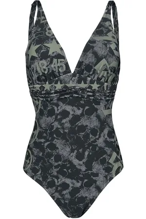 Rock Rebel Swimsuit with Skull Pattern and Prints Swimsuit