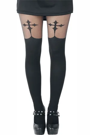 Pamela Mann Goth Cross Suspender Tights