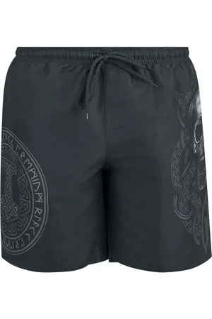 EMP Swim Shorts With Skull And Runes Print Swim Shorts