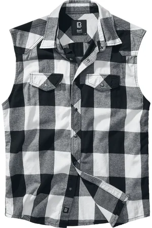 Brandit Sleeveless Checked Shirt Short-sleeved Shirt white
