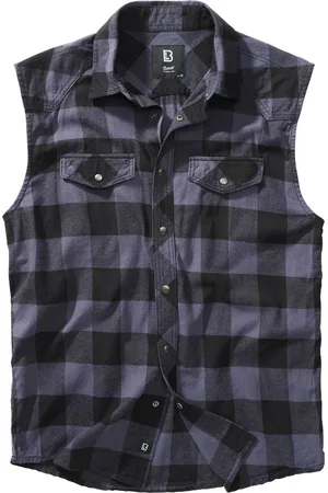 Brandit Sleeveless Checked Shirt Short-sleeved Shirt grey