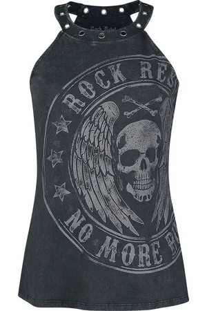 Rock Rebel Rock Rebel Top with Print and Eyelets Halternecks