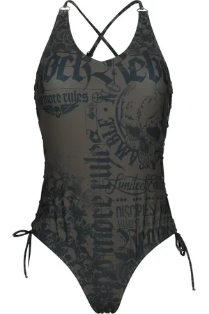 Rock Rebel Swimsuit with skulls and lacing Swimsuit