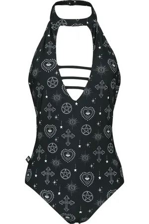 Gothicana Neckholder Swimsuit with Mystical Symbols Swimsuit