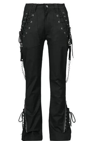 Gothicana Grace trousers with chains and lacing Cloth Trousers