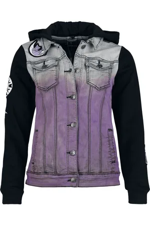Gothicana Jacket with cat patches Jeans Jacket lilac