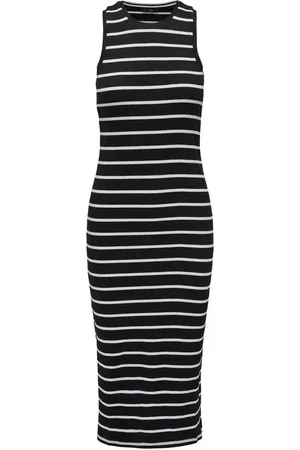 ONLY ONLBELFAST STRIPE S/L MIDI DRESS JRS NOOS Medium-length dress white