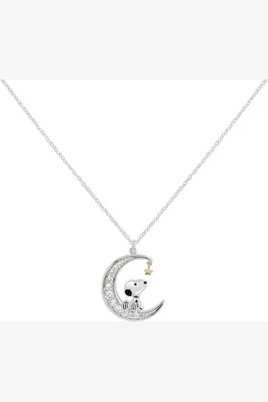 Peanuts Snoopy and Moon Necklace coloured