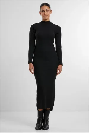 Urban classics Ladies Rib Longlseeved Mockneck Dress Medium-length dress