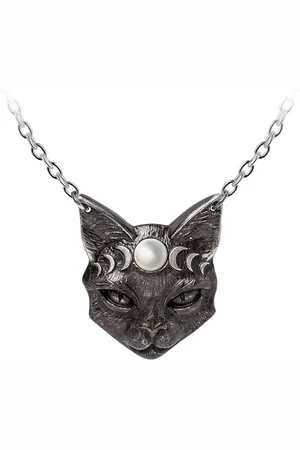 Alchemy Mystic Moon Cat Necklace silver