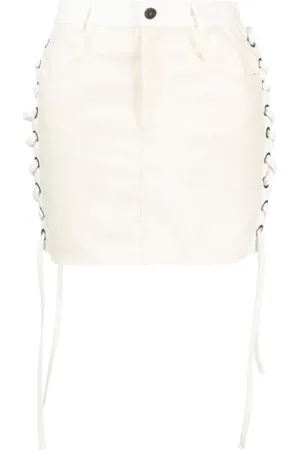 Julfer Lace-up denim miniskirt