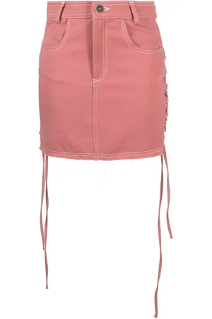 Julfer Lace-up denim miniskirt