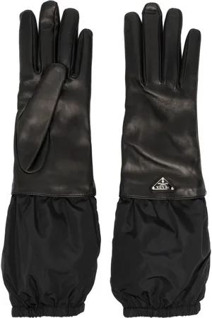 Prada Enamel-logo leather gloves