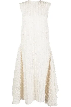 Calcaterra Frayed-trim midi dress