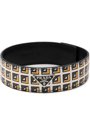 Prada Printed leather logo-plaque choker