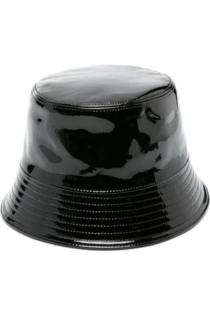 Prada Triangle-logo patent-leather bucket hat