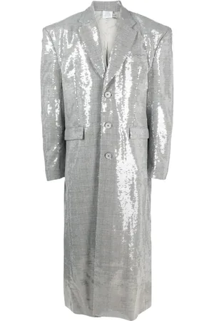 Vetements Sequin-embellished checked coat