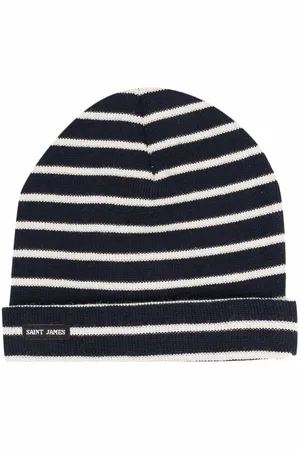 SAINT JAMES Striped ribbed-knit wool beanie