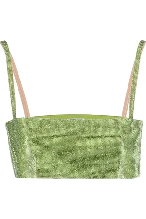 Nué Notes Rhinestone-embellished silk crop top