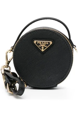 Prada Enamel-logo Saffiano-leather mini pouch