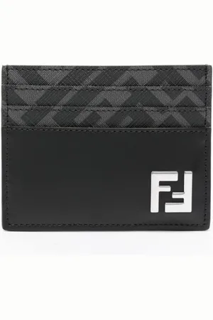 Fendi FF logo-plaque leather cardholder