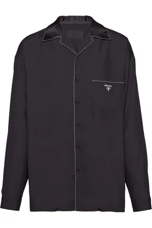 Prada Contrast-trim silk pajama shirt