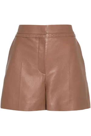 Fendi Selleria-stitching leather shorts