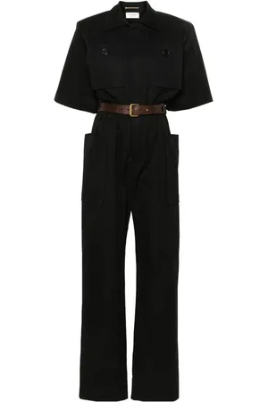 Saint Laurent Short-sleeve cotton jumpsuit