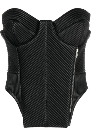 GUDU Asymmetric-hem textured corset