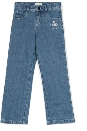 Fendi Logo-embroidered straight-leg jeans