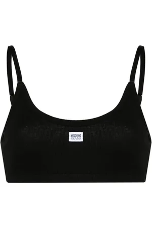 Moschino Logo-patch fine-ribbed bralette