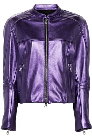 LAQUAN SMITH Metallic leather bomber jacket