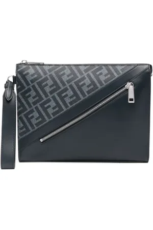 Fendi Diagonal leather clutch bag