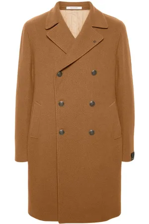 TAGLIATORE Brooch-detail double-breasted coat