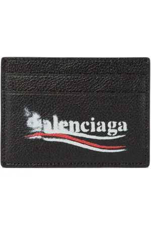 Balenciaga Smudged logo-print leather cardholder