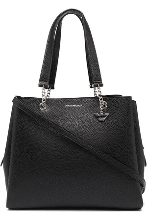 Emporio Armani Pebbled-effect logo-plaque tote bag
