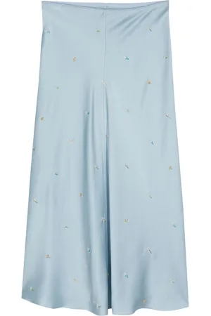 Anna October Bead-detailed satined midi skirt