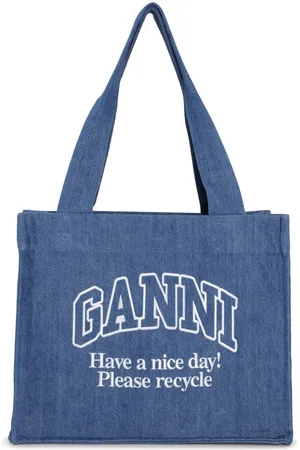 Ganni Logo-print denim shoulder bag