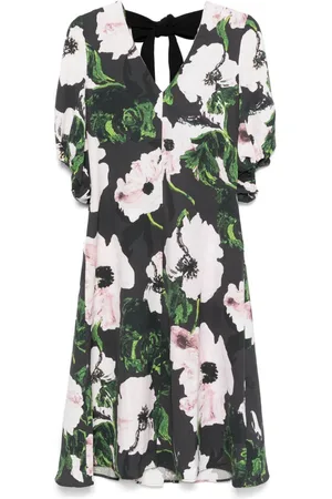STINE GOYA Umber Windflower volume-sleeves midi dress