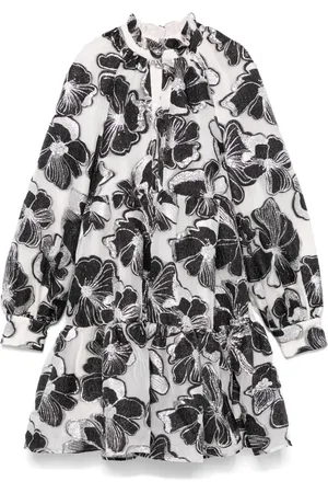 STINE GOYA Anemone-jacquard tier mini dress