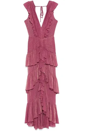 PATBO Metallic ruffle maxi dress