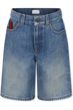 Gucci Web-stripe denim shorts