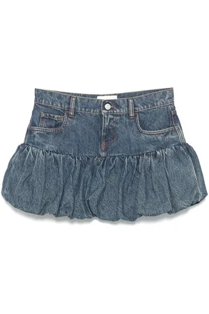 COPERNI Gathered-hem denim mini skirt