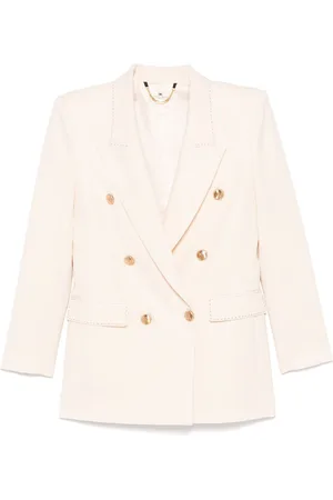 Elisabetta Franchi Contrasting-stitching virgin-wool blazer
