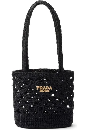Prada Logo-embroidered crochet shoulder bag