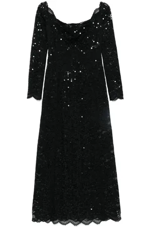 Paco rabanne Sequin-embroidered lace maxi dress
