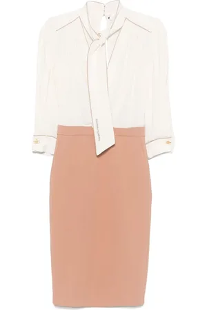 Elisabetta Franchi Piped-trim georgette midi dress