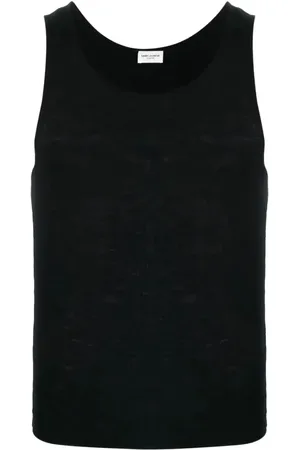Saint Laurent Logo-embroidered ribbed tank top