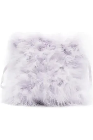 YVES SALOMON Feather-embellished clutch bag