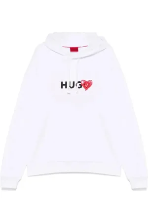 HUGO BOSS Heart-print cotton hoodie